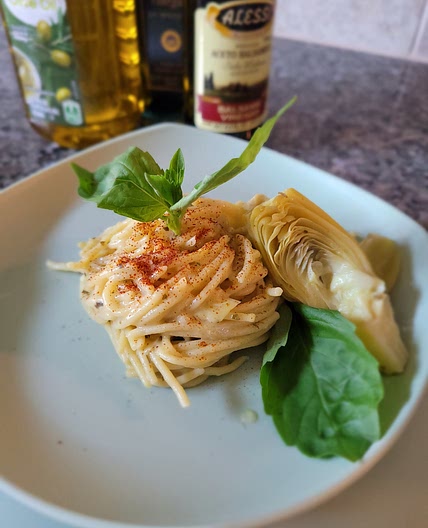 Artichoke and pesto, protein pasta