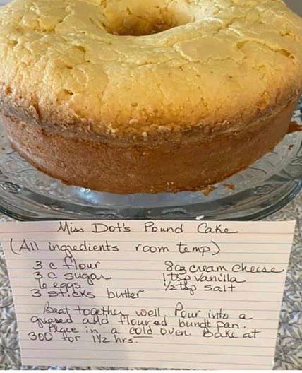 Aunt Dott’s pound cake