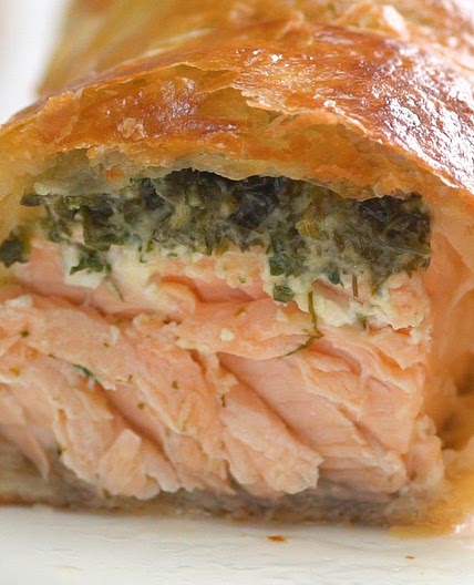 Herb Coated Salmon in Puff Pastry