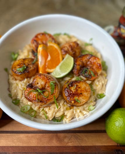 SPICY CITRUS ORZO WITH GULF SHRIMP & SCALLOPS