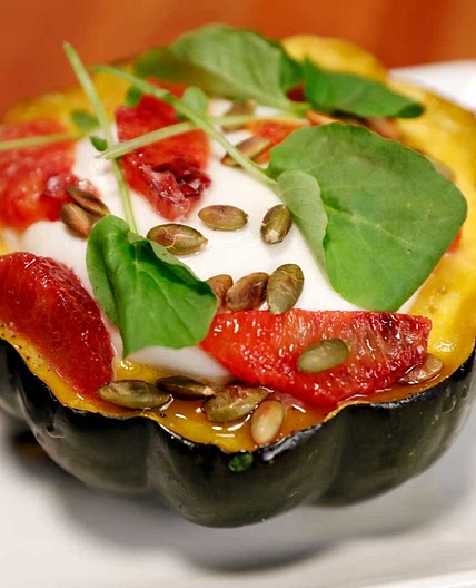 Acorn Squash with Burrata and Oranges