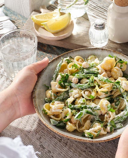 Vegane Creamy Pasta mit Kichererbsen