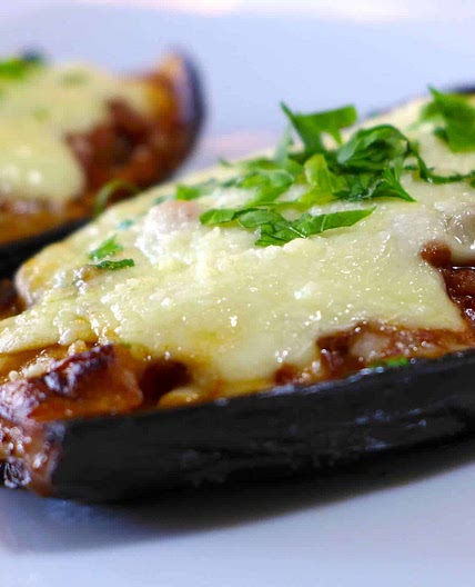 GREEK STUFFED EGGPLANT (MELITZANES PAPOUTSAKIA)