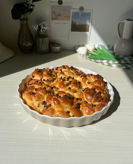 Chocolate chip braided brioche