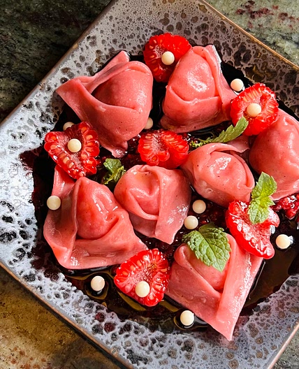 Raspberry Cornettes Dumplings
