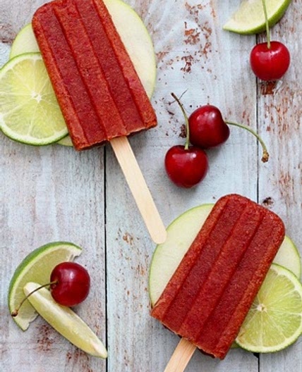 Cherry Apple Whiskey Sour Popsicles