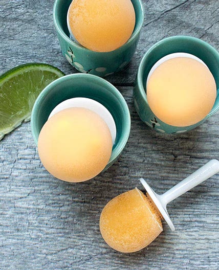 Boozy Mango Cantaloupe Sake Pops