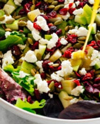 Favorite Green Salad with Apples, Cranberries and Pepitas