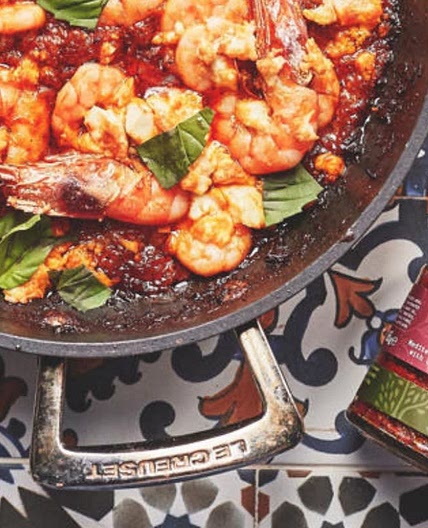 Prawn feta Saganaki from Priory Farm