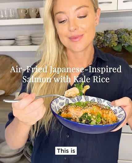 Japanese-Inspired Salmon with Kale Rice ✨⁠