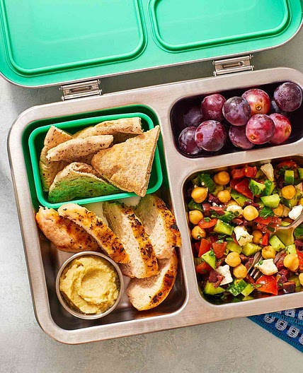 Cucumber Salad, Hummus & Pita Bento Box Lunch