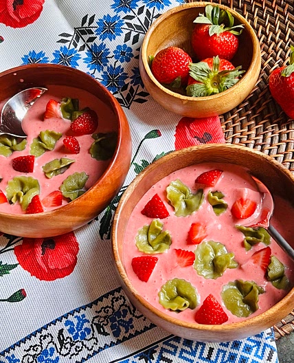 Cold Strawberry Soup with Fresh Pasta