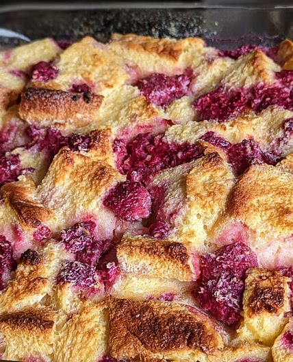 Lemon and Raspberry Bread Pudding