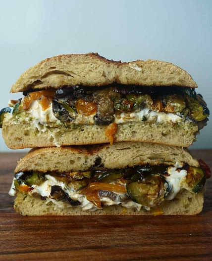 Burrata grilled vegetables sandwich