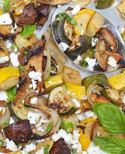 Roasted Zucchini and Mushrooms with Feta