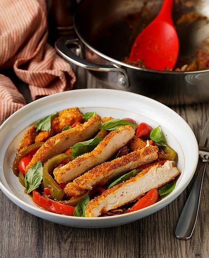 low carb Chicken breast Recipe | Pan-Fried Chicken Breast with Mediterranean Pepperonata