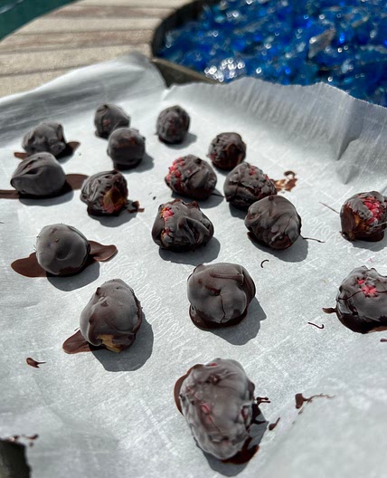 Peanut Butter Filled Chocolate Raspberries 