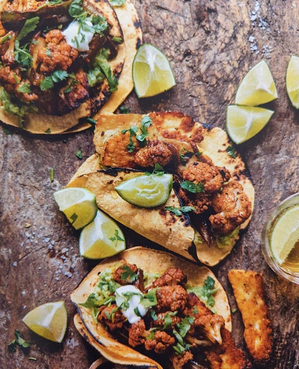 Spicy Poblano Tacos with Fried Sesame Halloumi
