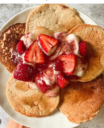 Strawberry Jelly Donut Pancakes