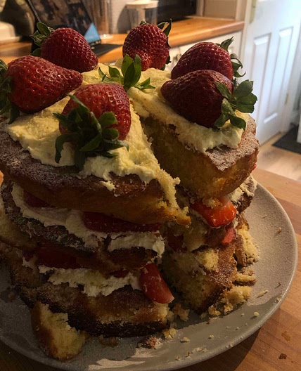 three-layer victoria sponge cake!! ☆