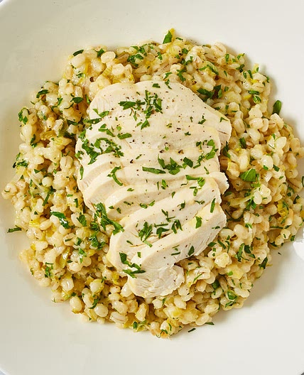 Chicken and pearl barley risotto