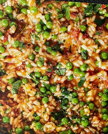 Risotto facile au chorizo et aux petits pois