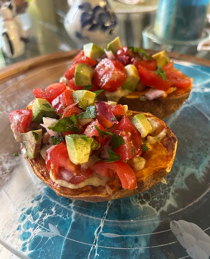 Single Serve Mediterranean Stuffed Sweet Potato 
