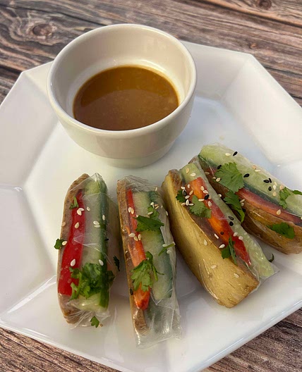 Tofu Spring Rolls w/ Healthy Peanut Sauce 