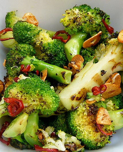 chargrilled broccoli with chilli and garlic