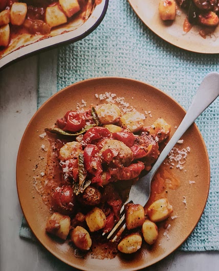 Roasted Gnocchi with Meatballs, Peppers & Sage
