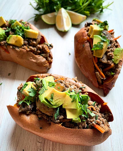 Southwest Beef Stuffed Sweet Potatoes