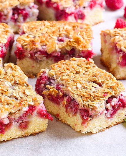 Raspberry Crumble Sheet Cake