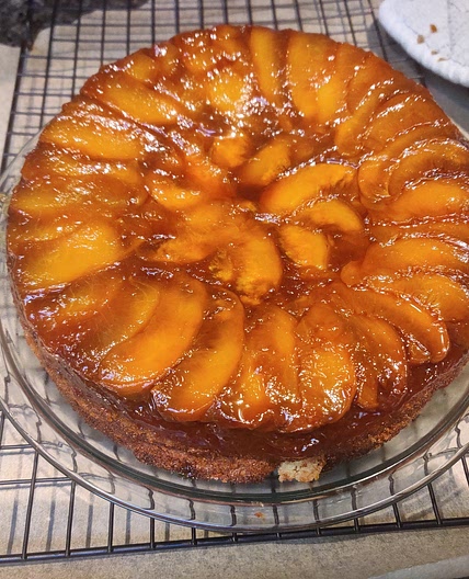 Peach upside-down cake