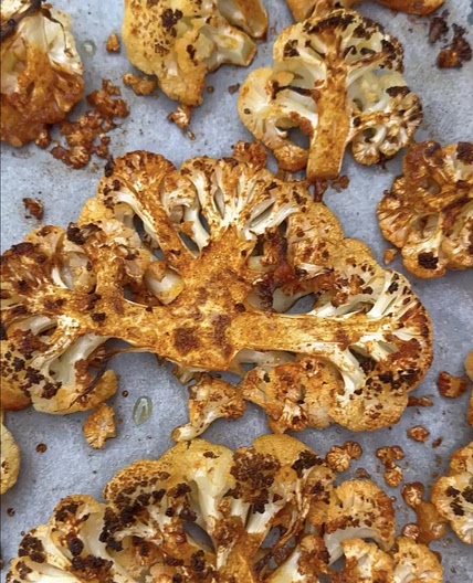 Baked Cauliflower Steaks and Tahini Sauce