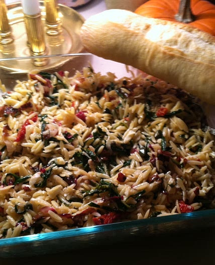 Orzo Spinach Salad w Sun Dried Tomatoes
