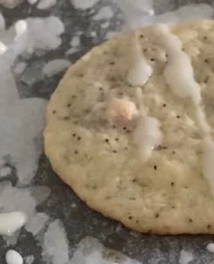 Iced Strawberry Lemon Poppyseed Cookies