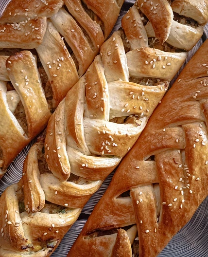 Braided chicken bread