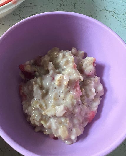 Pink oatmeal for baby