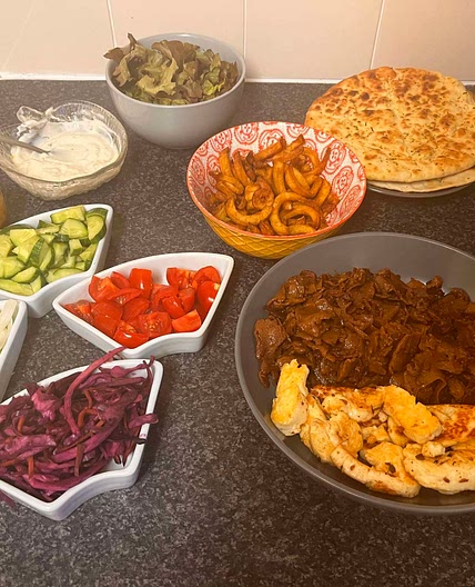 Vegetarian halloumi gyros kebabs 