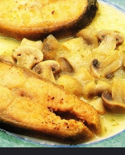 Salmon con champiñones