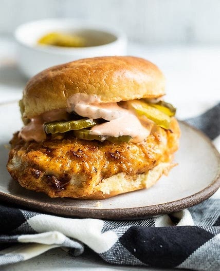 Air Fryer Chicken Sandwich with Sriracha Mayo