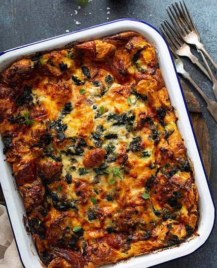 Spinach and Cheese Croissant Strata Recipe