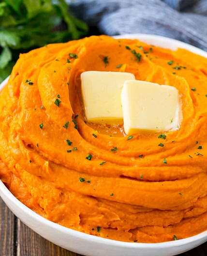 Healthy creamy sweet potato mash