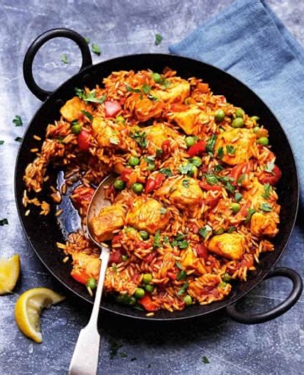Chicken and chorizo paella