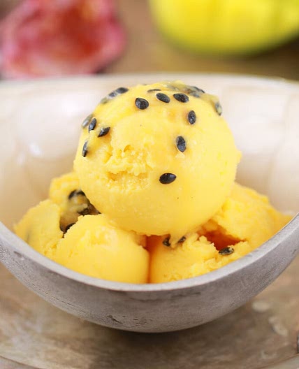 Homemade Mango & Passionfruit Sorbet (No Machine)