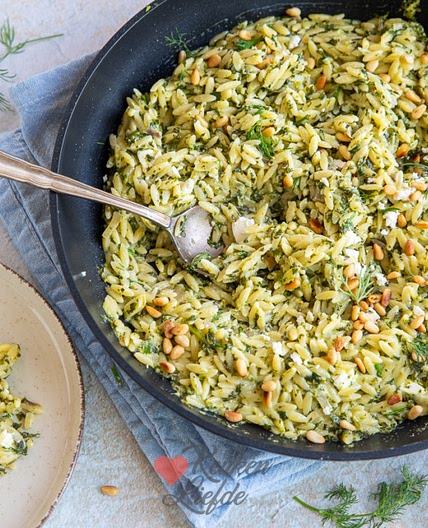 Orzo met spinazie en feta