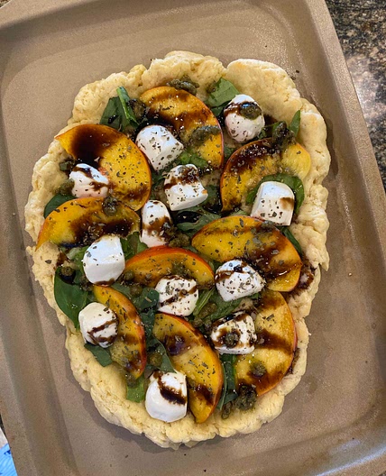 Peach, Basil, Balsamic Flatbread 