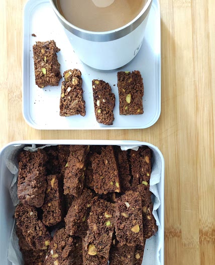 gluten-free Chocolate Pistachio Biscotti