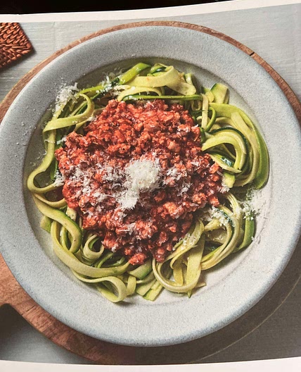Pork Ragu on a bed of courgette
