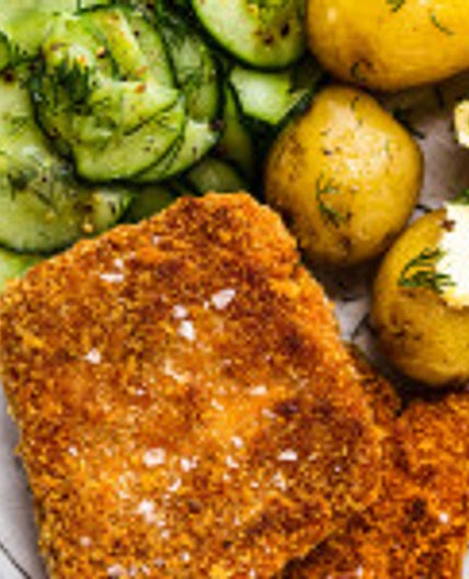 Breaded tofu dinner